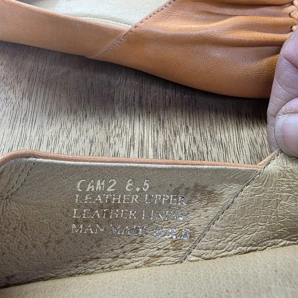 Chocolat Blu Cam Orange Leather Flats Siz 8.5 Ballet Peach Scrunched Slip On